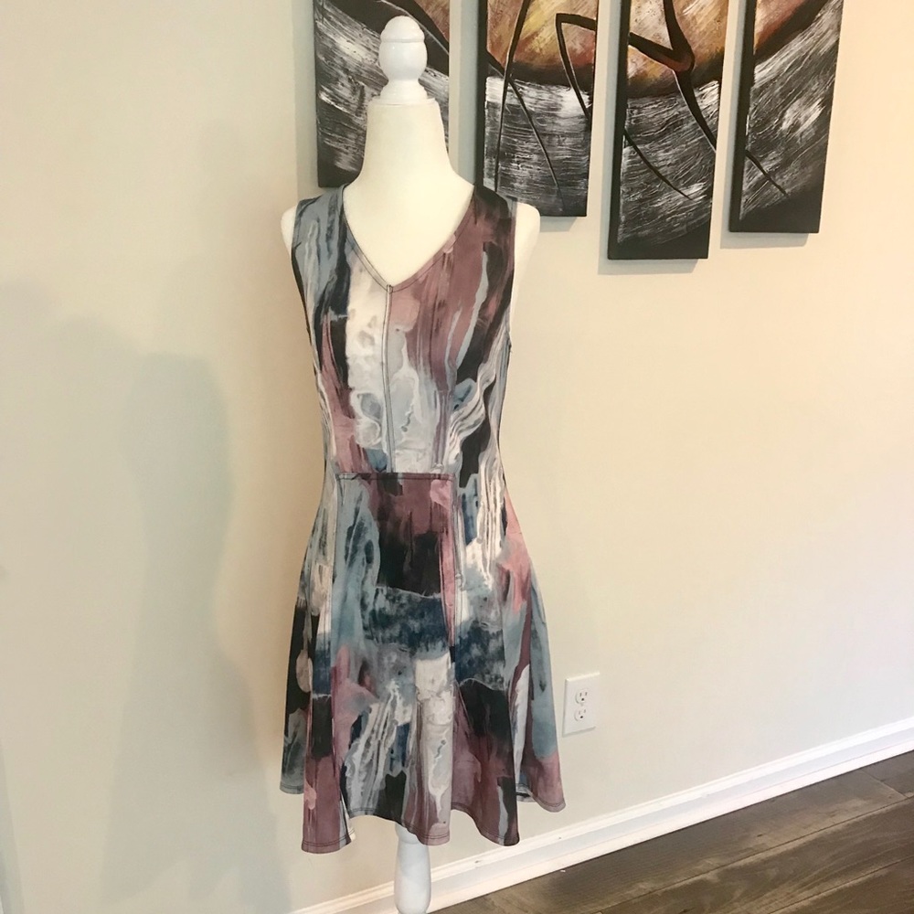 Mix pattern multicolor pink blue white dress NWOT